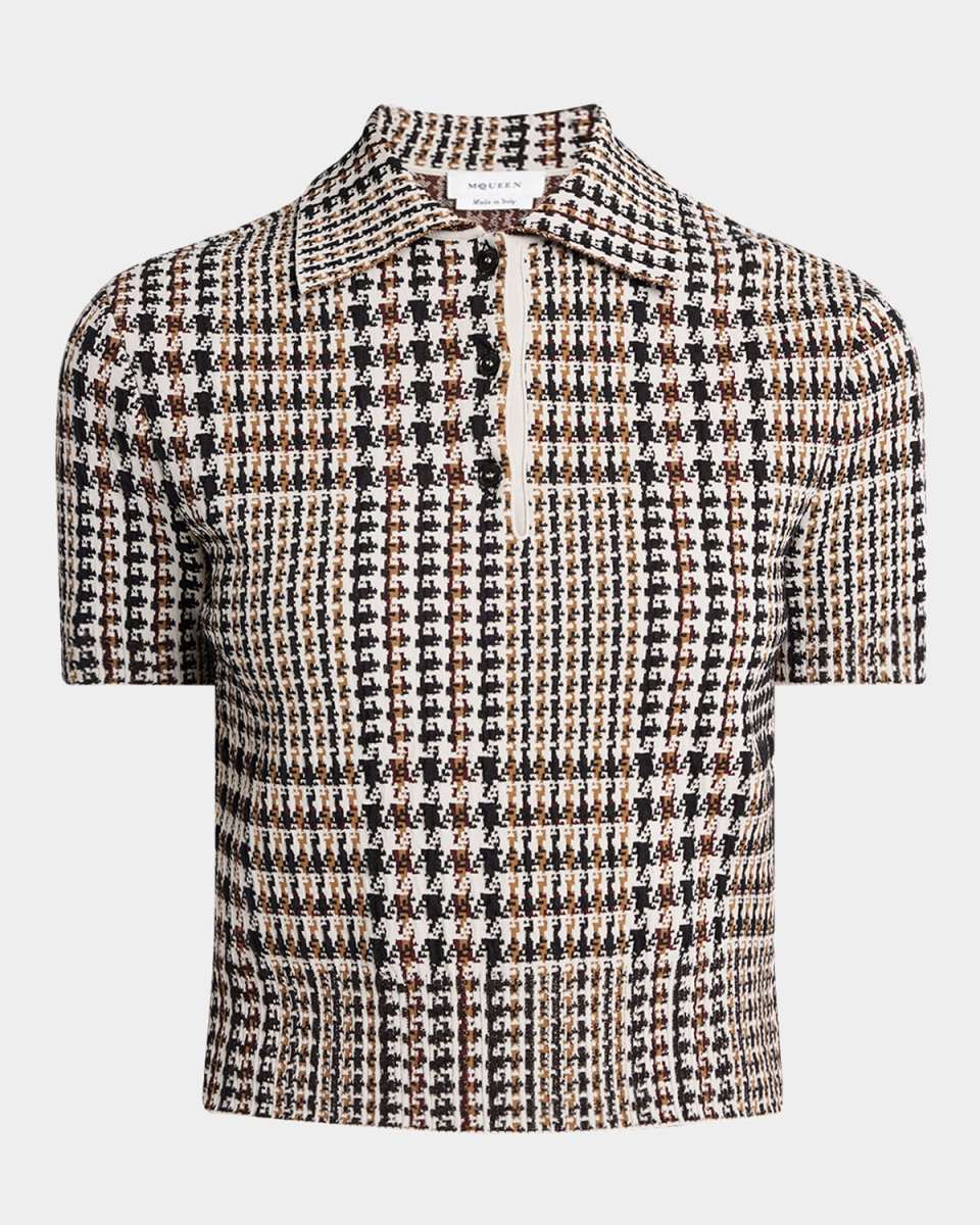 Check Short-Sleeve Polo Top